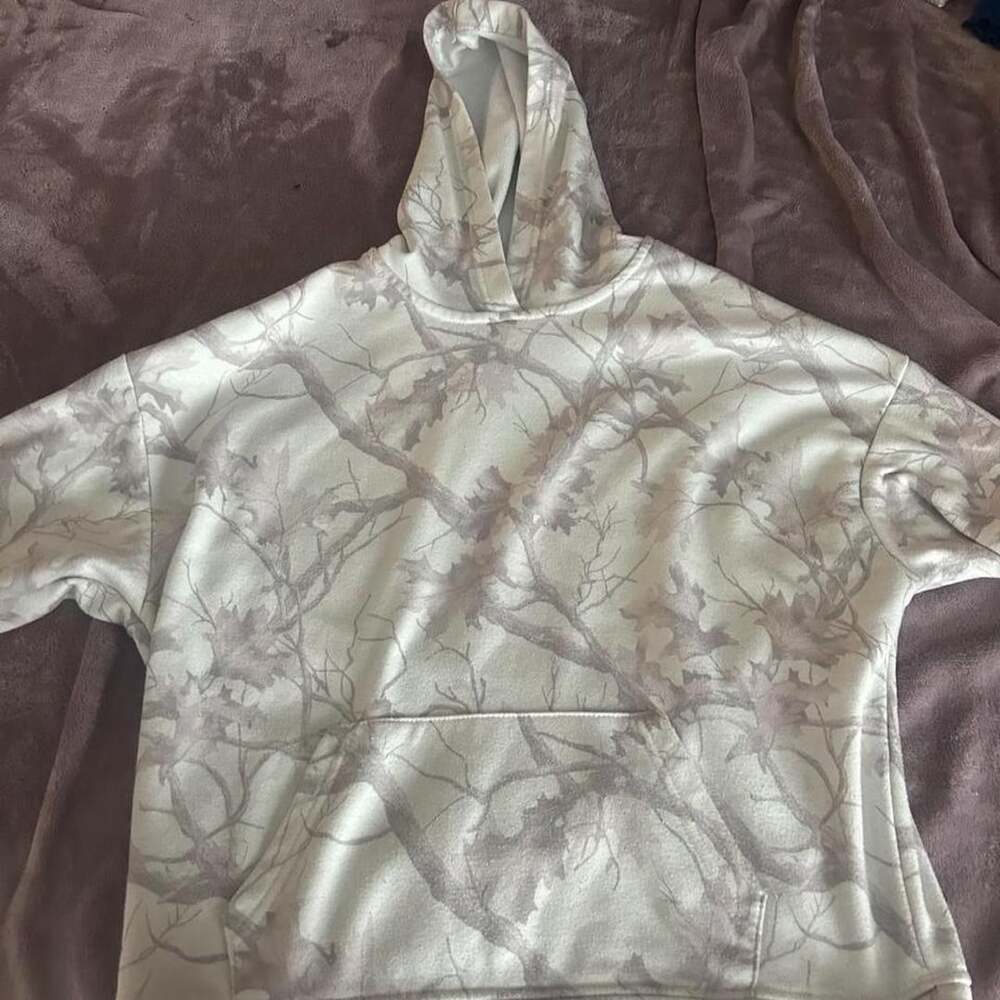 Better / Together Camo Hoodie Size S White Gray Tree Branch Pullover